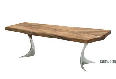 Solid Walnut Coffee Table with Cast Aluminium Legs