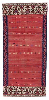 Red Antique 'Yuncu' Kilim Rug