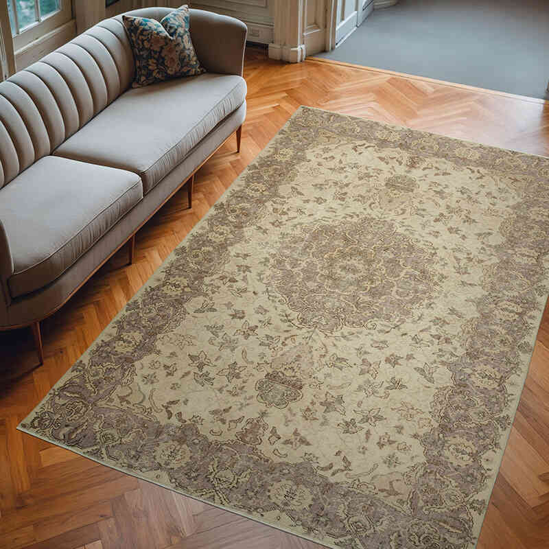 Vintage Turkish Hand-Knotted Rug - 6' 4" x 9' 4" (76" x 112") - K0048679
