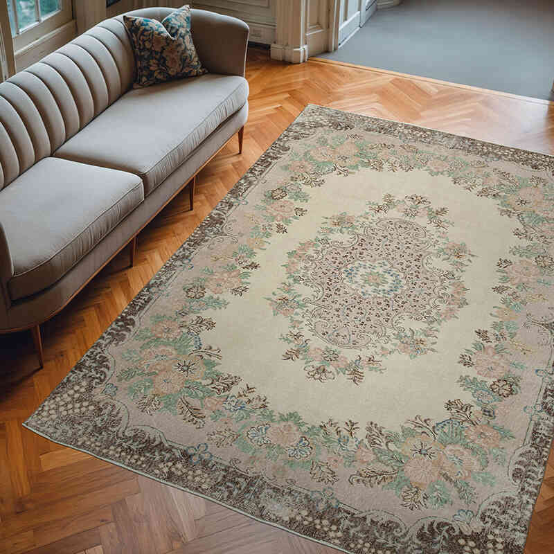 Alfombra Vintage Turca Anudada a Mano - 213 cm x 294 cm - K0048712