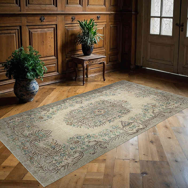 Alfombra Vintage Turca Anudada a Mano - 135 cm x 251 cm - K0049021