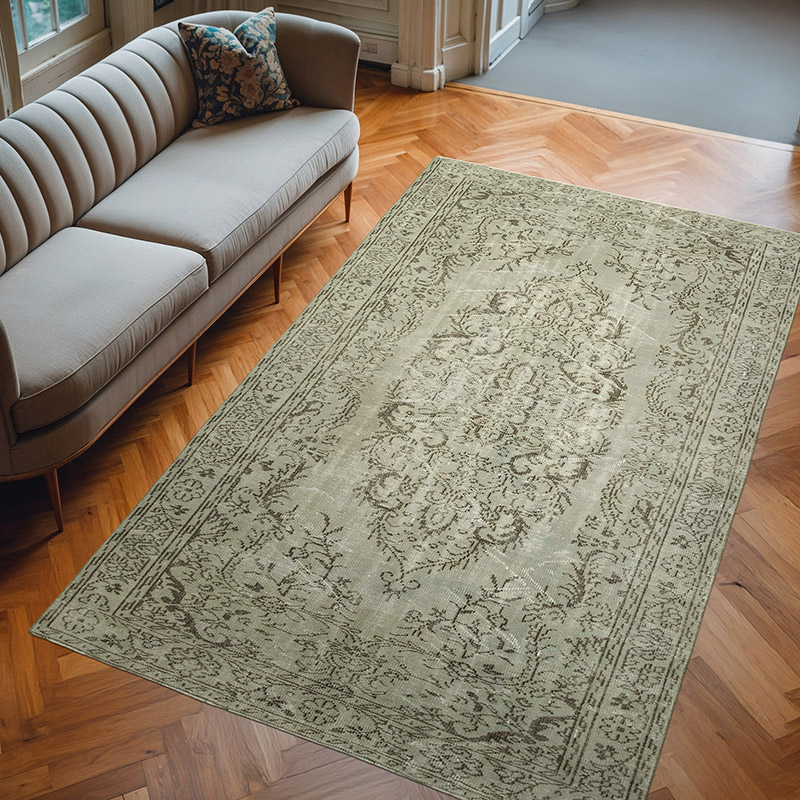 Gri Boyalı El Dokuma Anadolu Halısı - 173 cm x 282 cm - K0049260
