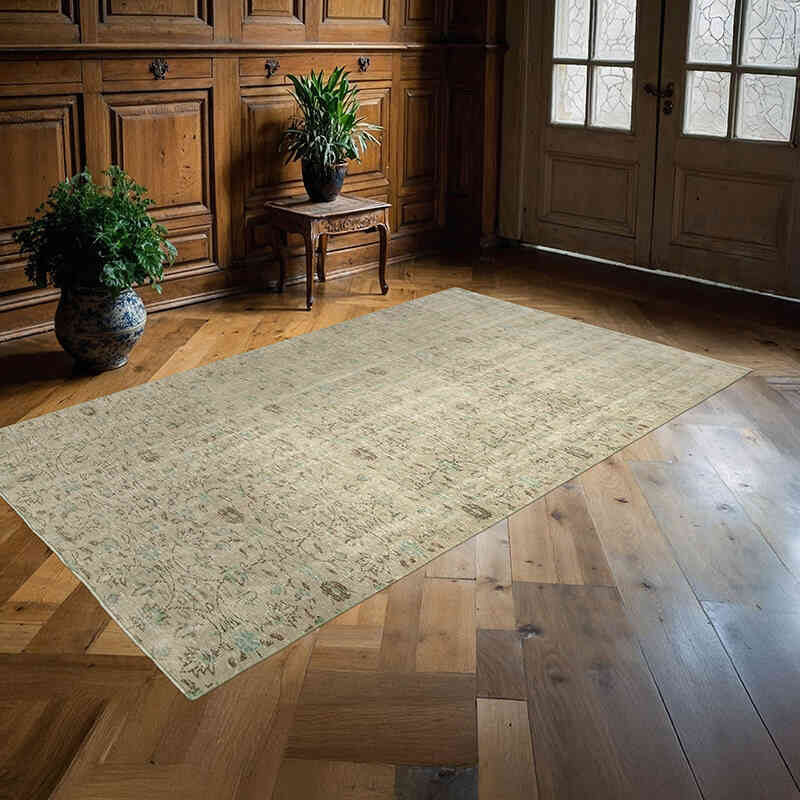 Gray Over-dyed Vintage Hand-Knotted Turkish Rug - 5' 1" x 8' 5" (61" x 101") - K0049262
