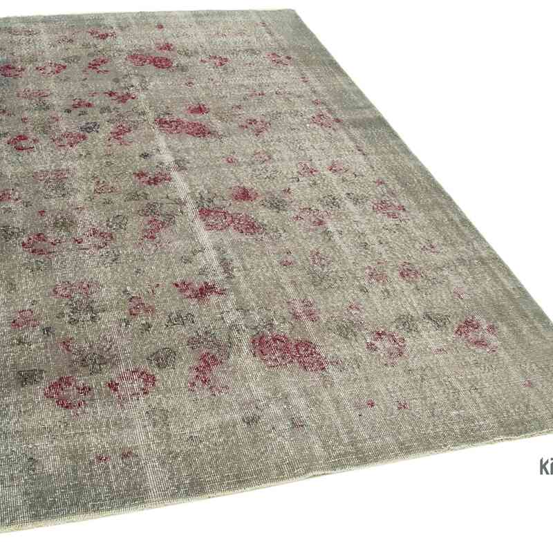 Grey Over-dyed Vintage Hand-Knotted Turkish Rug - 4' 9" x 7' 7" (57 in. x 91 in.) - K0049267