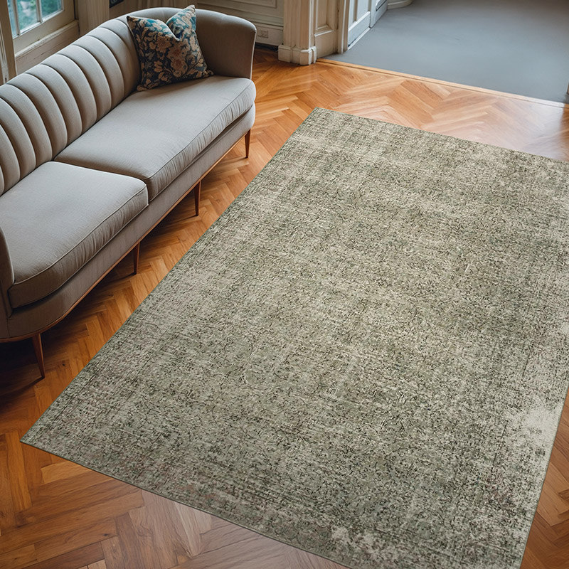 Gris Alfombra Turca Vintage Sobre-teñida - 202 cm x 285 cm - K0049271