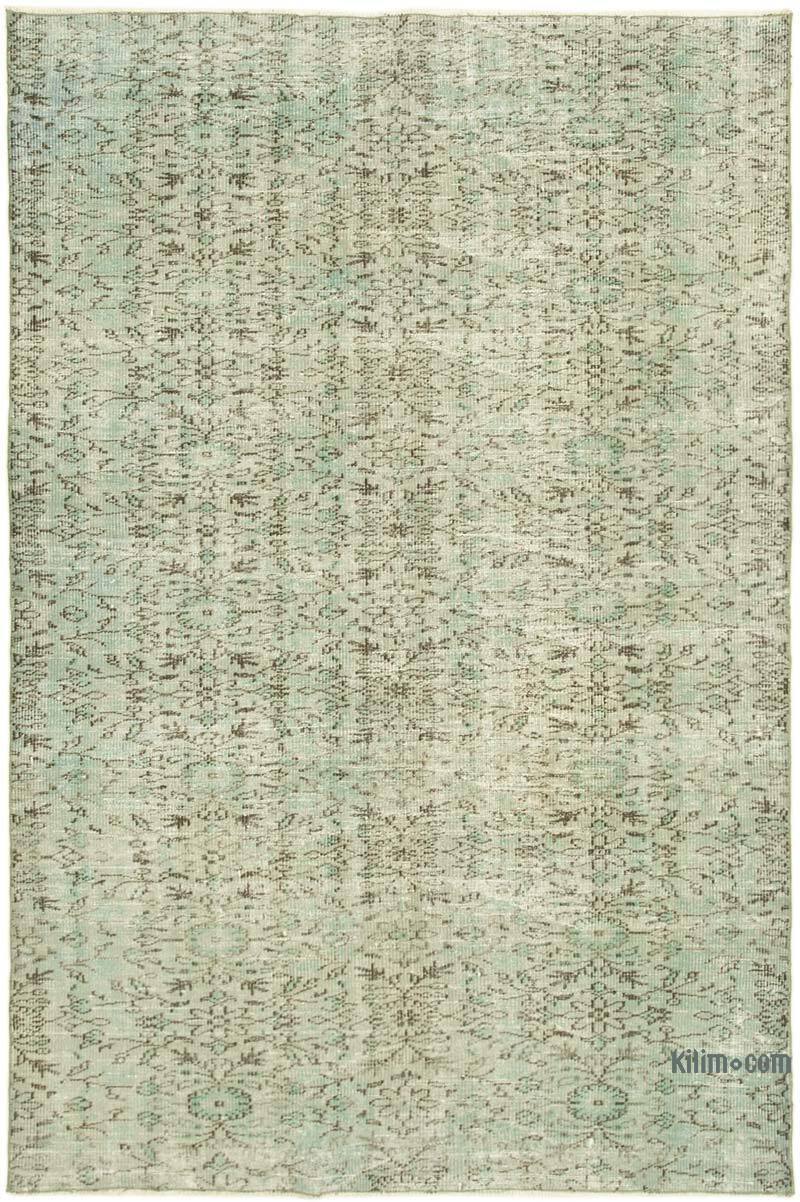 Azul claro Alfombra Turca Vintage Sobre-teñida - 177 cm x 266 cm - K0049273