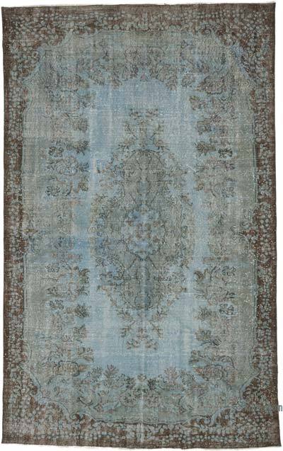 Blue Over-dyed Vintage Hand-Knotted Turkish Rug - 6' 4" x 9' 11" (76 in. x 119 in.)
