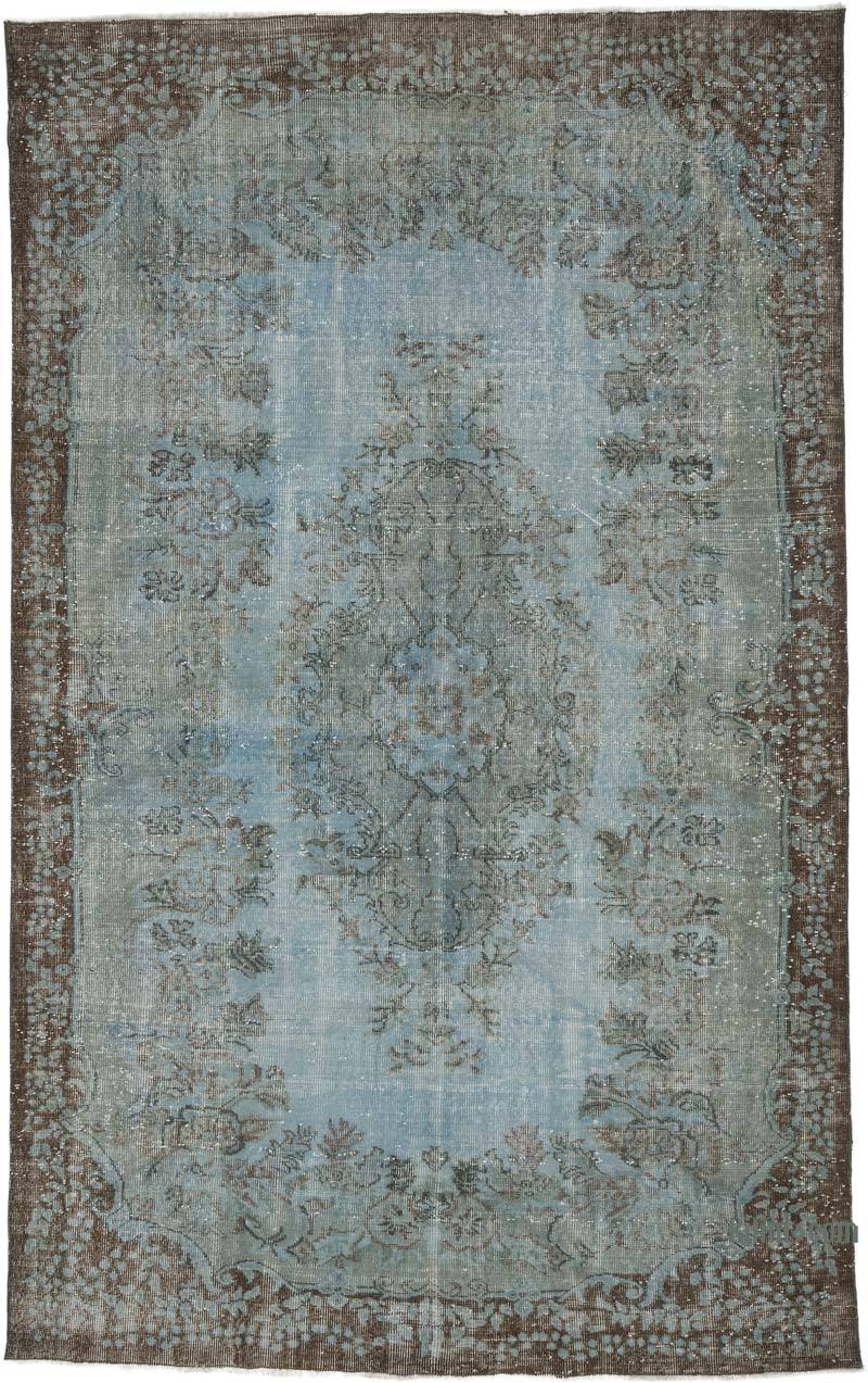 Blue Over-dyed Vintage Hand-Knotted Turkish Rug - 6' 4" x 9' 11" (76 in. x 119 in.) - K0049274