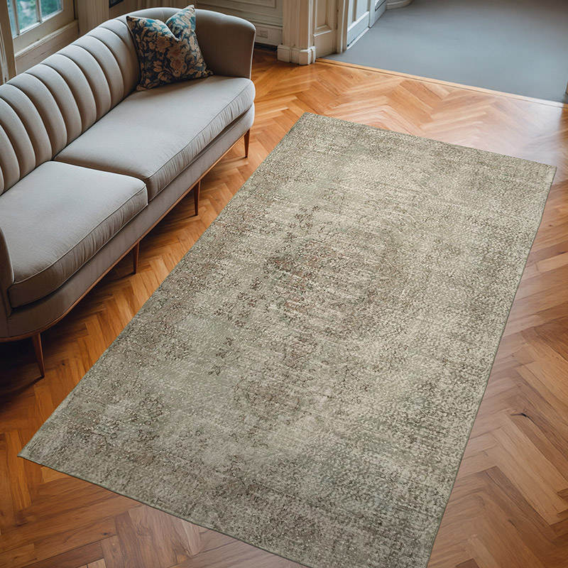 Gris Alfombra Turca Vintage Sobre-teñida - 163 cm x 284 cm - K0049278