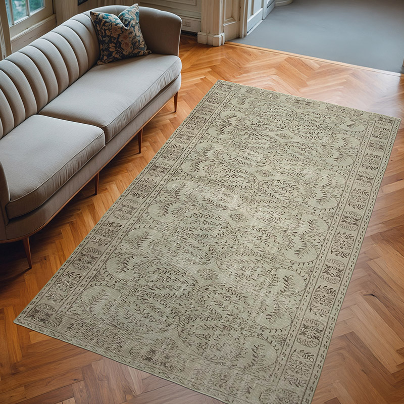 Gris Alfombra Turca Vintage Sobre-teñida - 173 cm x 288 cm - K0049289