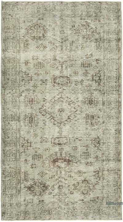 Grey Over-dyed Vintage Hand-Knotted Turkish Rug - 4' 9" x 8' 7" (57 in. x 103 in.)
