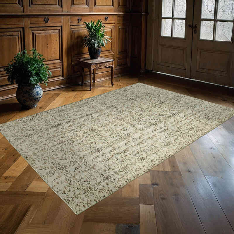 Gri Boyalı El Dokuma Anadolu Halısı - 173 cm x 244 cm - K0049308