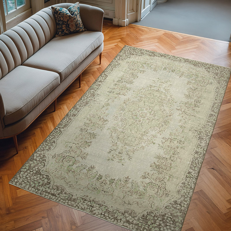 Gri Boyalı El Dokuma Anadolu Halısı - 177 cm x 289 cm - K0049316