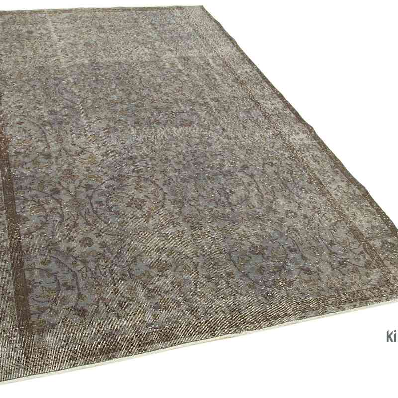 Grey Over-dyed Vintage Hand-Knotted Turkish Rug - 5' 2" x 8' 2" (62 in. x 98 in.) - K0049317