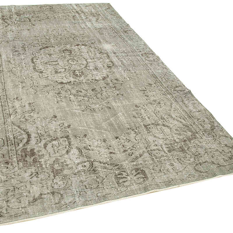 Gray Over-dyed Vintage Hand-Knotted Turkish Rug - 5' 5" x 9' 4" (65" x 112") - K0049322
