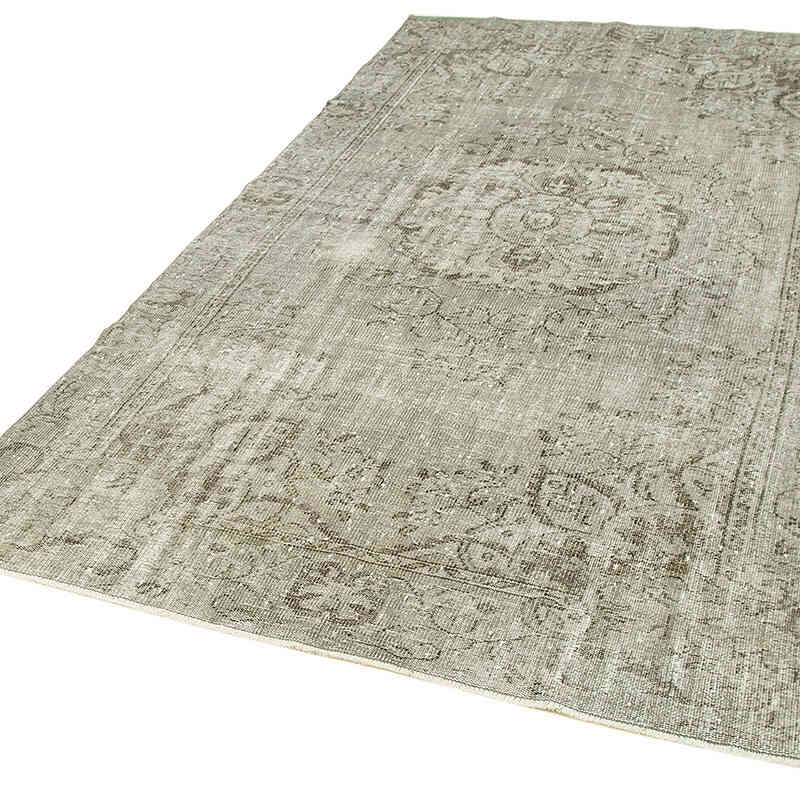 Gray Over-dyed Vintage Hand-Knotted Turkish Rug - 5' 5" x 9' 4" (65" x 112") - K0049322