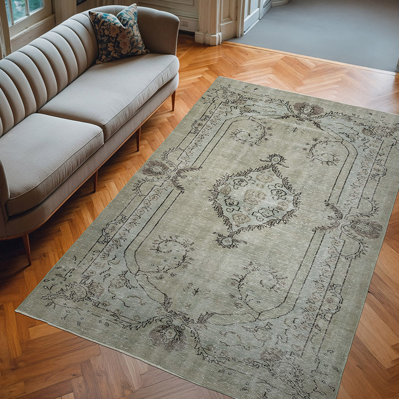 Gri Boyalı El Dokuma Anadolu Halısı - 183 cm x 280 cm - K0049329