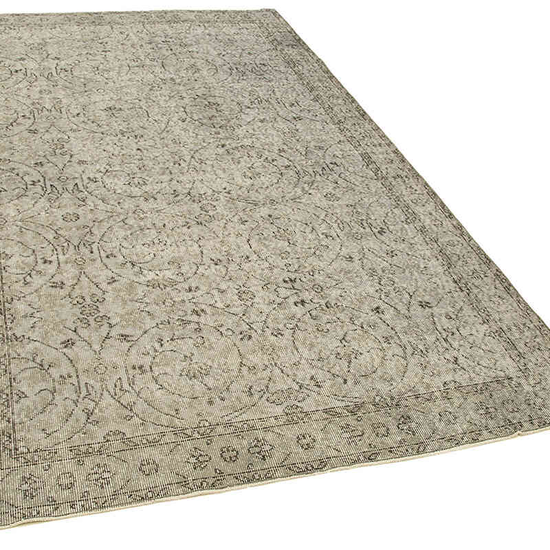 Gray Over-dyed Vintage Hand-Knotted Turkish Rug - 4' 11" x 8' 9" (59" x 105") - K0049330