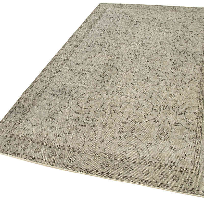 Gray Over-dyed Vintage Hand-Knotted Turkish Rug - 4' 11" x 8' 9" (59" x 105") - K0049330