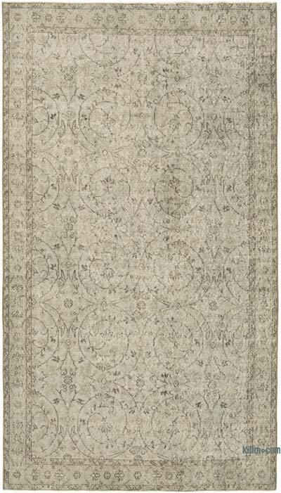 Gray Over-dyed Vintage Hand-Knotted Turkish Rug - 4' 11" x 8' 9" (59" x 105")