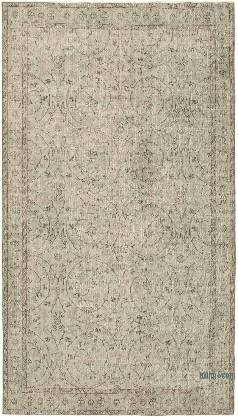 Gray Over-dyed Vintage Hand-Knotted Turkish Rug - 4' 11" x 8' 9" (59" x 105") - K0049330