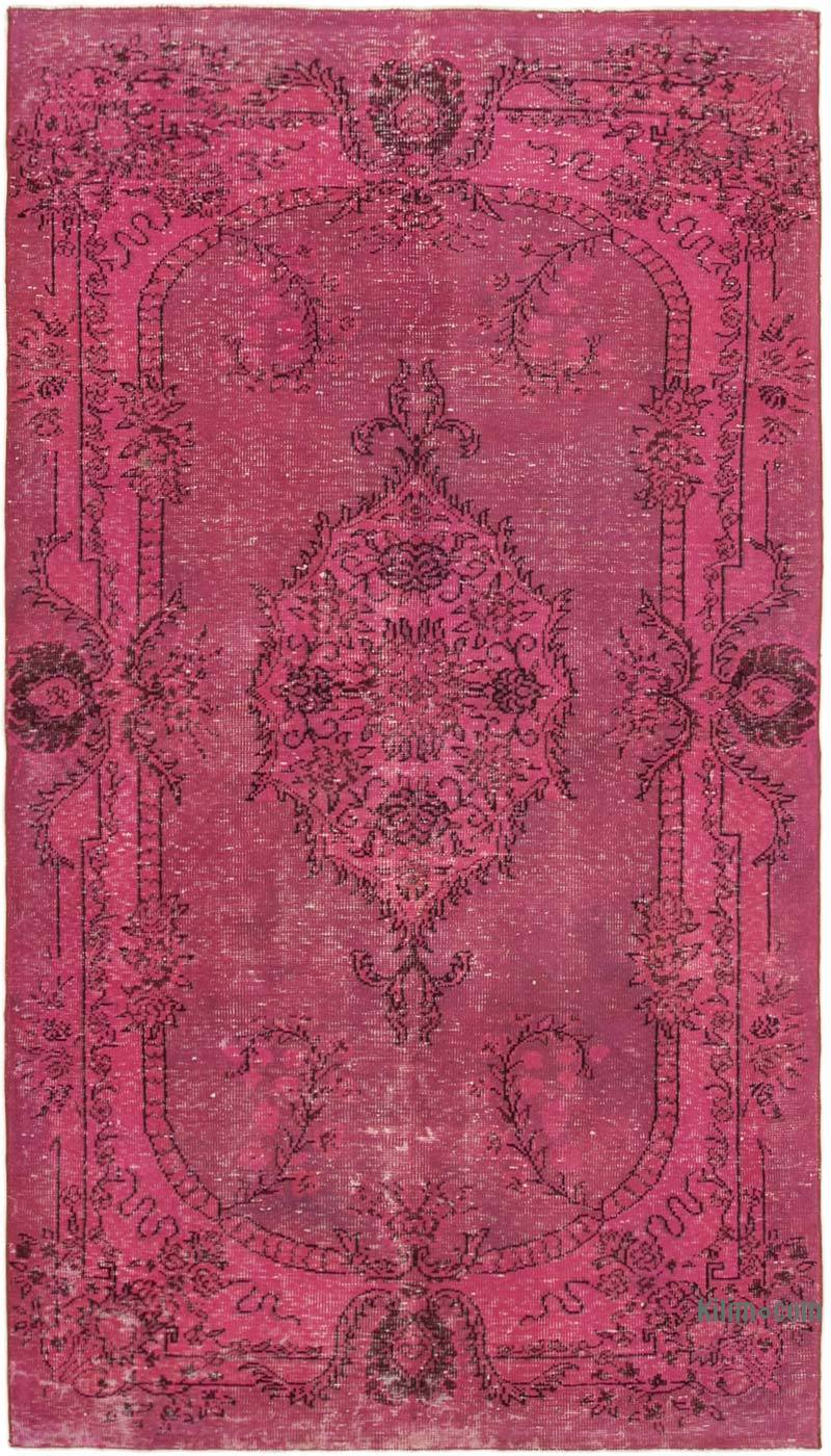 Pink Over-dyed Vintage Hand-Knotted Turkish Rug - 5' 4" x 9' 1" (64 in. x 109 in.) - K0049339