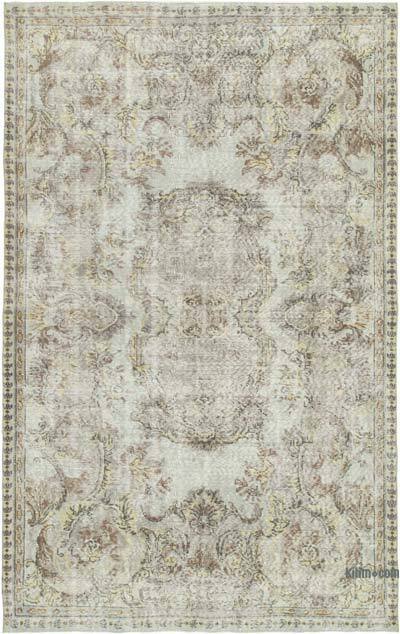 Gri Boyalı El Dokuma Vintage Halı - 169 cm x 263 cm