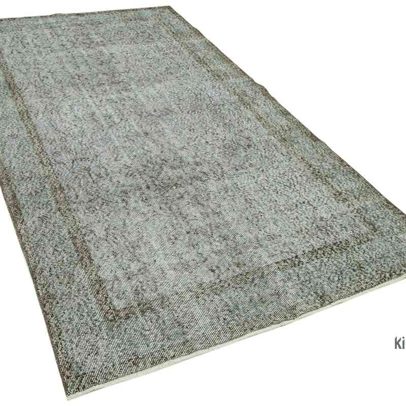 Grey Over-dyed Vintage Hand-Knotted Turkish Rug - 4' 8" x 8' 4" (56" x 100") - K0049372