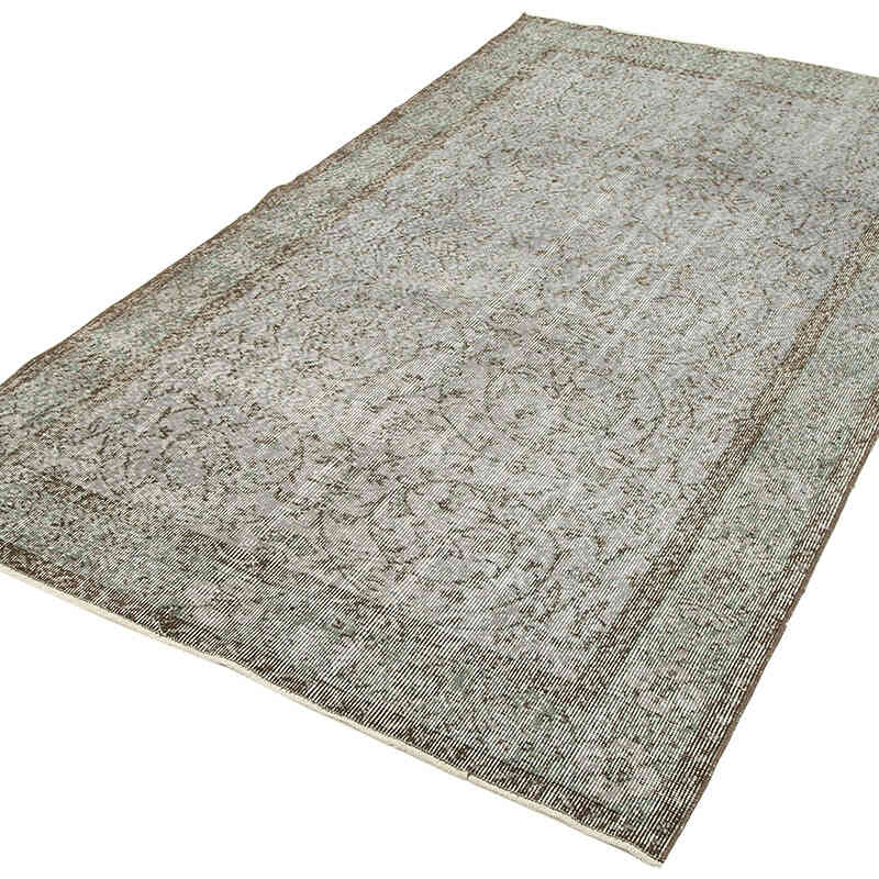 Grey Over-dyed Vintage Hand-Knotted Turkish Rug - 4' 8" x 8' 4" (56" x 100") - K0049372