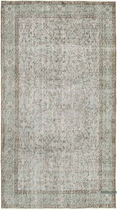 Grey Over-dyed Vintage Hand-Knotted Turkish Rug - 4' 8" x 8' 4" (56 in. x 100 in.)
