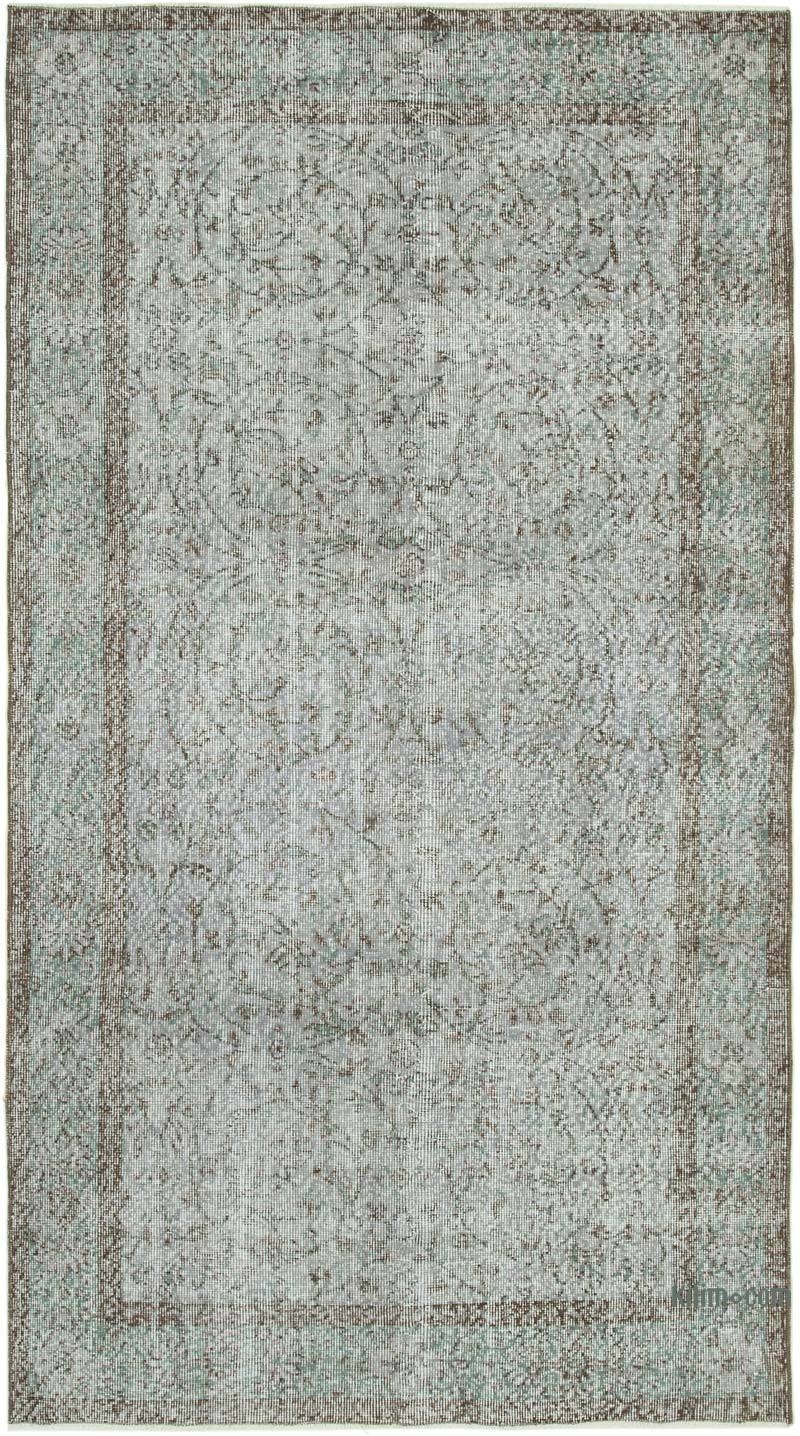 Grey Over-dyed Vintage Hand-Knotted Turkish Rug - 4' 8" x 8' 4" (56" x 100") - K0049372