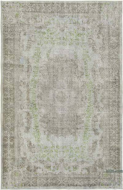 Grey Over-dyed Vintage Hand-Knotted Turkish Rug - 5' 7" x 8' 7" (67 in. x 103 in.)