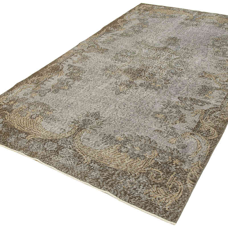 Gray Over-dyed Vintage Hand-Knotted Turkish Rug - 5' 3" x 9' 2" (63" x 110") - K0049399