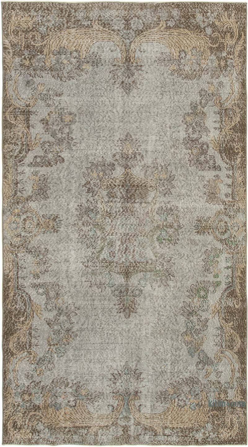 Gray Over-dyed Vintage Hand-Knotted Turkish Rug - 5' 3" x 9' 2" (63" x 110") - K0049399