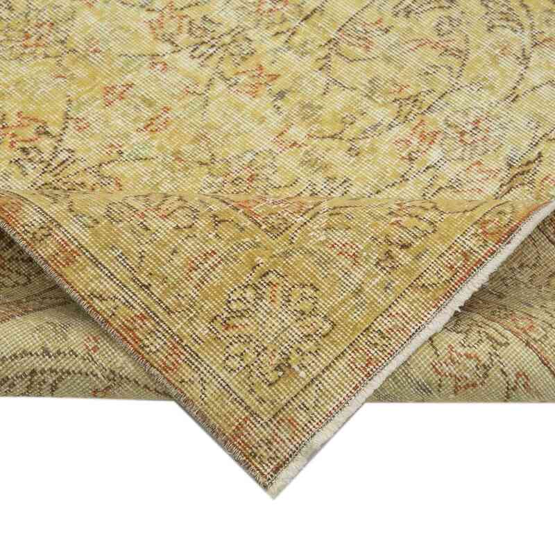 Yellow Over-dyed Vintage Hand-Knotted Turkish Rug - 4' 5" x 8' 3" (53 in. x 99 in.) - K0049408