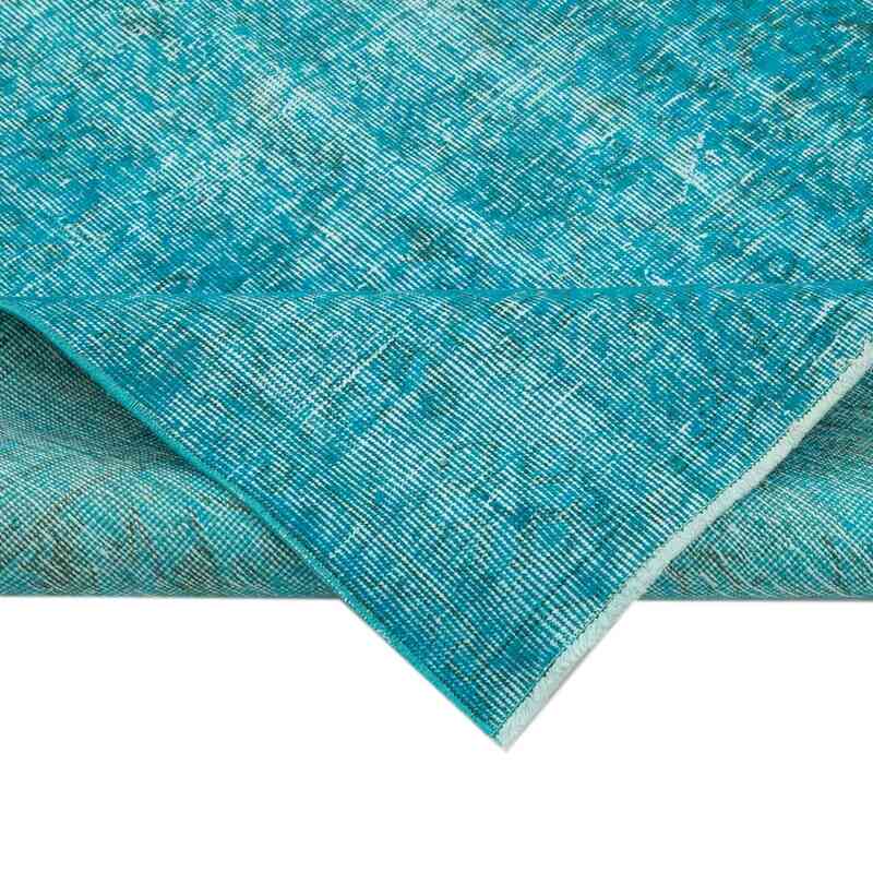 Aqua Over-dyed Vintage Hand-Knotted Turkish Rug - 5' 3" x 8' 5" (63 in. x 101 in.) - K0049418
