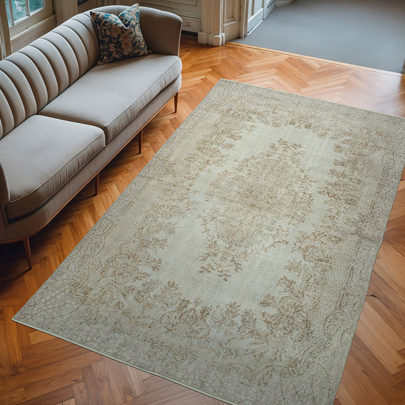 Gris Alfombra Turca Vintage Sobre-teñida - 176 cm x 276 cm - K0049422