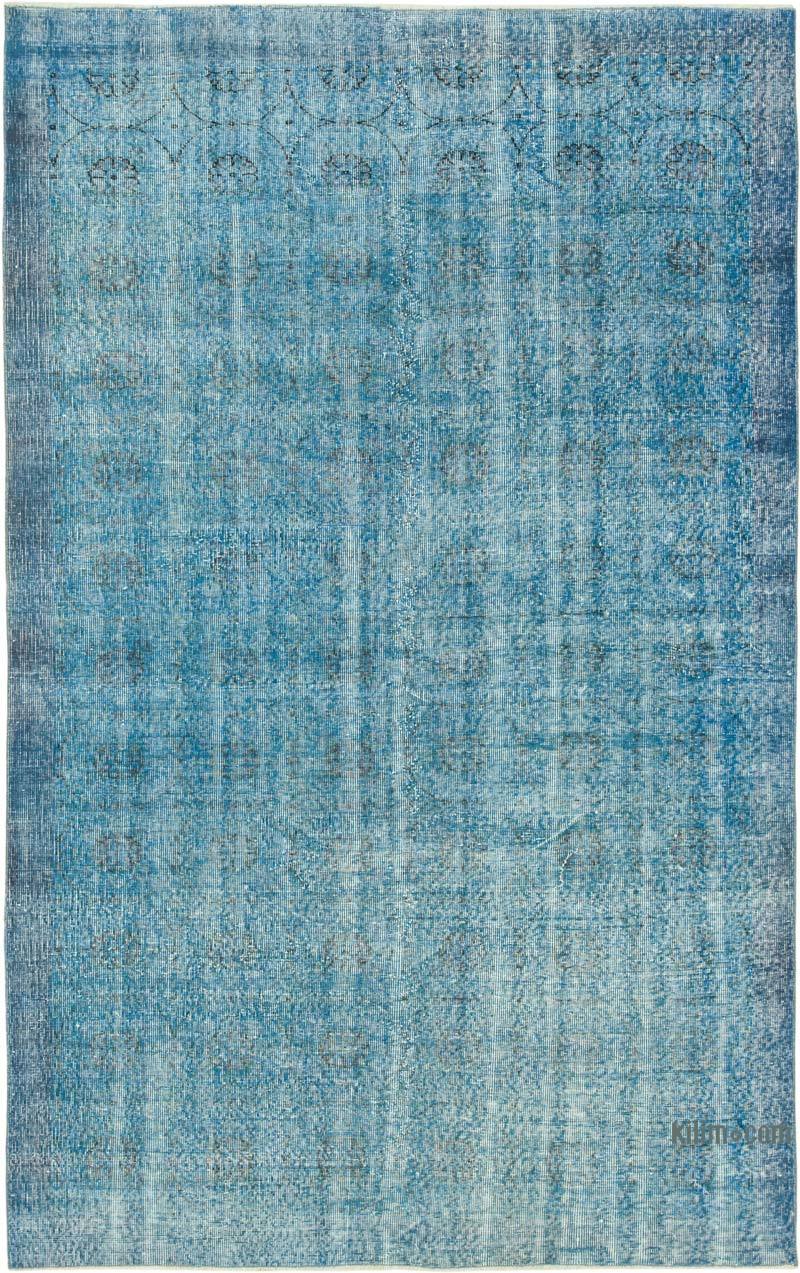 Blue Over-dyed Vintage Hand-Knotted Turkish Rug - 6' 1" x 9' 5" (73 in. x 113 in.) - K0049435