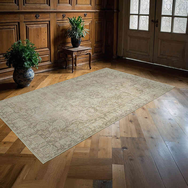 Gri Boyalı El Dokuma Anadolu Halısı - 151 cm x 257 cm - K0049436