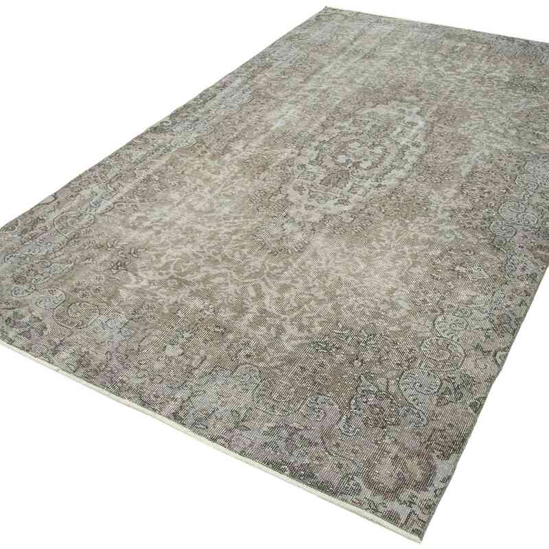 Gray Over-dyed Vintage Hand-Knotted Turkish Rug - 5' 3" x 9' 1" (63" x 109") - K0049437