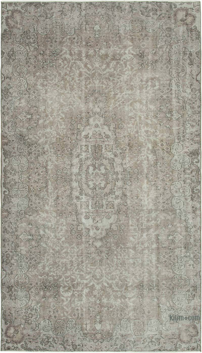 Gray Over-dyed Vintage Hand-Knotted Turkish Rug - 5' 3" x 9' 1" (63" x 109") - K0049437