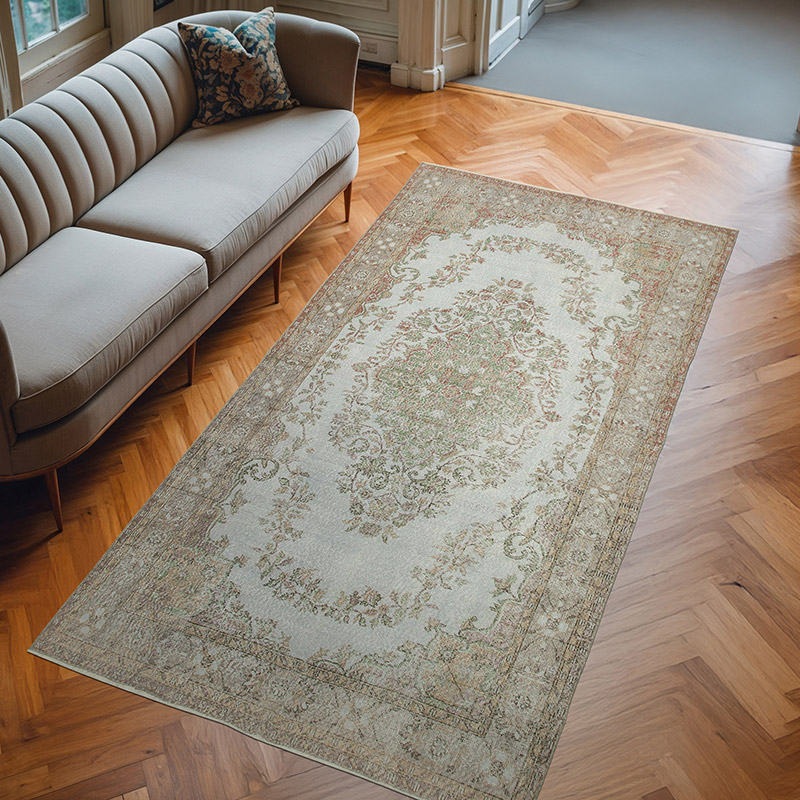 Gris Alfombra Turca Vintage Sobre-teñida - 165 cm x 317 cm - K0049438
