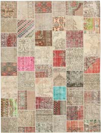 Patchwork Hand-Knotted Turkish Rug - 9' 11" x 13' 2" (119" x 158")