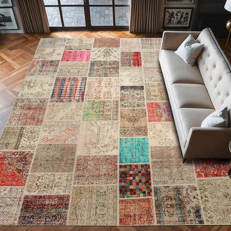 Patchwork Ek Dokuma Halı - 303 cm x 403 cm - K0049449