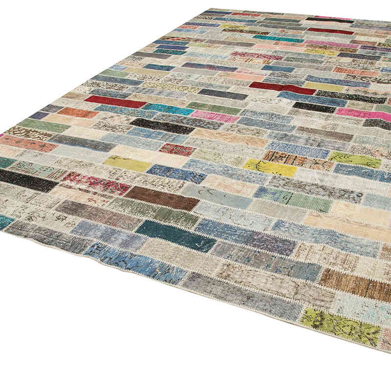 Patchwork Hand-Knotted Turkish Rug - 9' 10" x 13' 4" (118" x 160") - K0049453