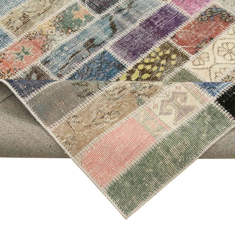 Patchwork Hand-Knotted Turkish Rug - 9' 10" x 13' 4" (118" x 160") - K0049453