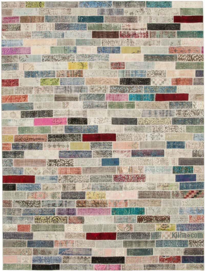 Patchwork Hand-Knotted Turkish Rug - 9' 10" x 13' 4" (118" x 160") - K0049453