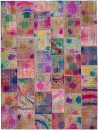 Patchwork Hand-Knotted Turkish Rug - 9' 11" x 13' 3" (119" x 159")