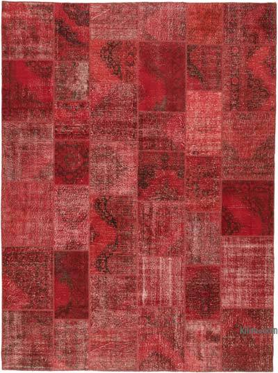 Kırmızı Boyalı Patchwork Halı - 300 cm x 408 cm