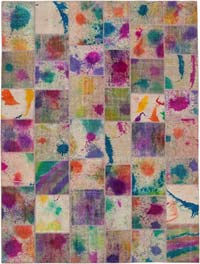 Patchwork Hand-Knotted Turkish Rug - 9' 10" x 13' 4" (118" x 160")